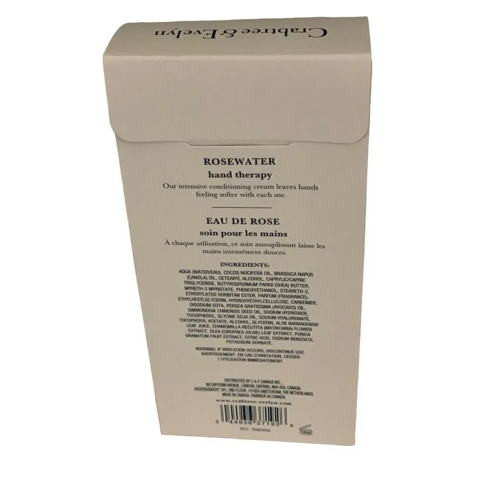 Crabtree and Evelyn Rosewater Hand Therapy Cream 3.5 oz,100 g
